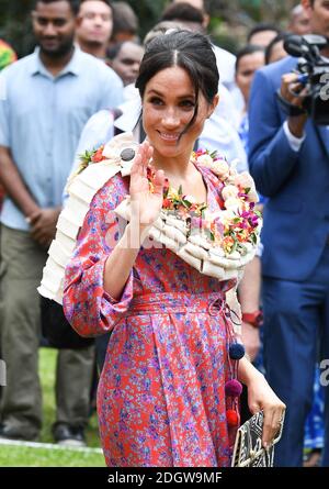 Meghan Herzogin von Sussex kommt auf dem Campus der University South Pacific, Suva, Fidschi an. Bildnachweis sollte lauten: Doug Peters/EMPICS Stockfoto