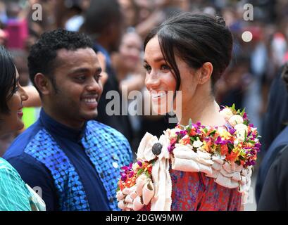 Meghan Herzogin von Sussex kommt auf dem Campus der University South Pacific, Suva, Fidschi an. Bildnachweis sollte lauten: Doug Peters/EMPICS Stockfoto