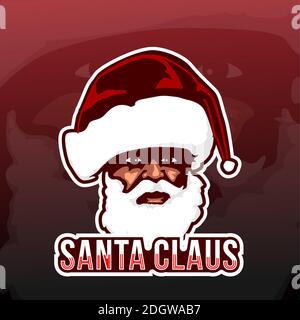 santa claus Kopf Symbol für weihnachten Thema esport Team Logo vektorgrafik Stock Vektor