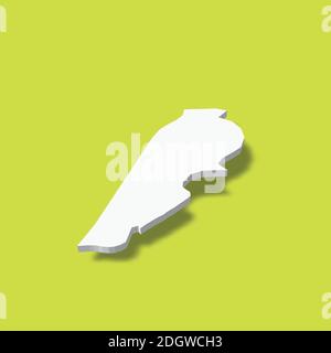 Libanon - weiße 3D Silhouette Karte des Landes mit Schatten auf grünem Hintergrund. Einfache flache Vektordarstellung. Stock Vektor