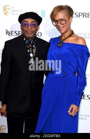 Spike Lee und Tonya Lewis Lee bei der Nespresso British Academy Film Awards Nominees' Party im Kensington Palace, London Stockfoto