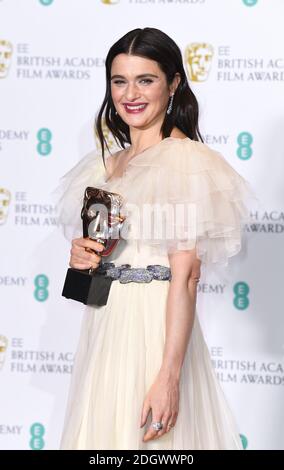 Rachel Weisz mit ihrer besten Schauspielerin in einer Nebenrolle BAFTA for The Favorite im Pressesaal bei den 72. British Academy Film Awards in der Royal Albert Hall, Kensington Gore, Kensington, London. Bild Kredit sollte lauten: Doug Peters/EMPICS Stockfoto