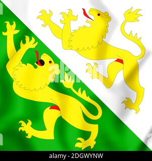 3D-Flagge Thurgau, Schweiz. 3D-Darstellung. Stockfoto