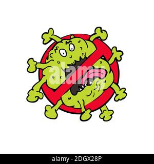 Stoppen Sie Coronavirus Cartoon Sign Stockfoto