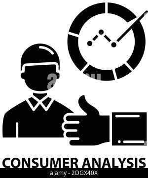 Symbol für Verbraucheranalyse, schwarzes Vektorzeichen mit bearbeitbaren Konturen, Konzeptdarstellung Stock Vektor