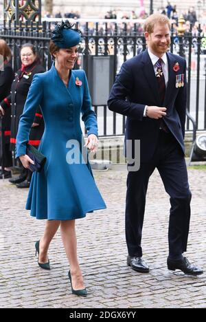 Die Herzogin von Cambridge und der Herzog von Sussex nehmen am Anzac Day Service of Comemoration and Thanksgiving in Westminster Abbey, London Teil. Bildnachweis sollte lauten: Doug Peters/EMPICS Stockfoto