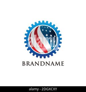VORLAGE FÜR LOGO-Vektor DER AMERIKANISCHEN Industrie Stock Vektor