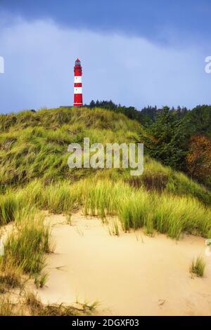 Ein Leuchtturm in den Dünen von Amrum, Deutschland, Europa Stockfoto