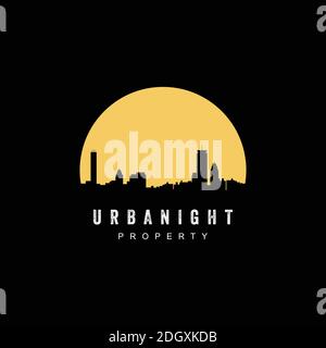 Night City für Immobilien Logo-Design Stock Vektor