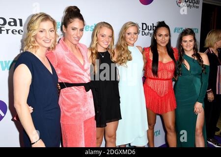Julia Boserup, Johanna Konta, Katie Swan, Harriet Dart, Heather Watson und Katy Dunne nehmen an der Dubai Duty Free WTA Summer Party im Jumeirah Carlton Tower Hotel, London Teil. Bildnachweis sollte lauten: Doug Peters/EMPICS Stockfoto
