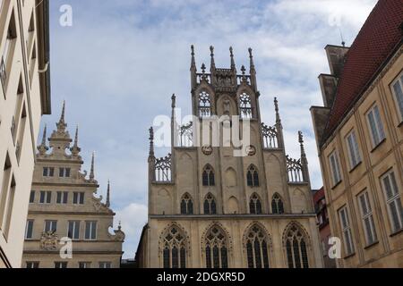 Historische Gebäude in der Altstadt von Münster, Deutschland, Europa. Stockfoto