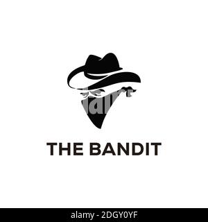 Bandit Cowboy mit Bandana Schal Maske Illustration Logo Stock Vektor