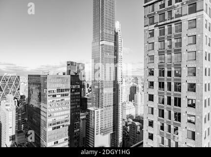 Luftaufnahme von Gebäuden in Midtown Manhattan, NY Stockfoto