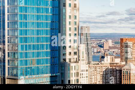 Luftaufnahme von Gebäuden in Midtown Manhattan, NY Stockfoto