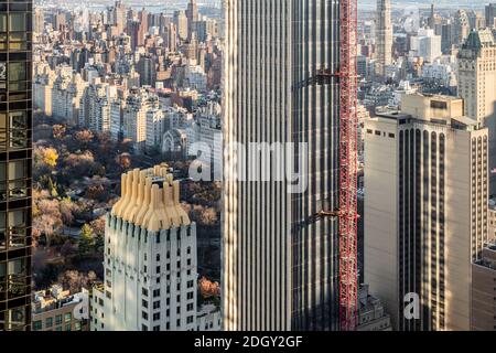 Luftaufnahme eines Abschnitts von 111 West 57th Street und Umgebung, New York, NY Stockfoto