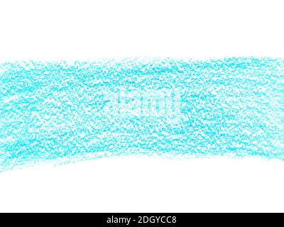 Bleistift hellblaue Linie auf weißem Hintergrund. Baby blau türkis Farbe Skizze Grunge Zeichnung Element Stockfoto