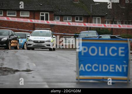 Polizeiunfallschild, Nottingham, Donnerstag, 3. Dezember 2020. Stockfoto