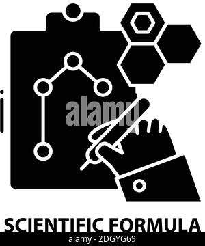 Wissenschaftliche Formel-Symbol, schwarzes Vektorzeichen mit editierbaren Konturen, Konzeptdarstellung Stock Vektor