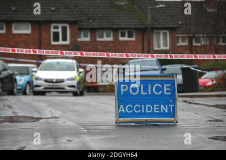 Polizeiunfallschild, Nottingham, Donnerstag, 3. Dezember 2020. Stockfoto