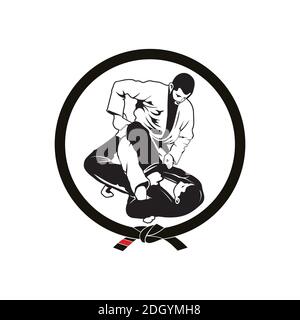 Jiu jitsu jujitsu Verriegelung Position Charakter Design Illustration Stock Vektor