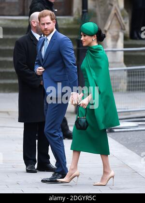Der Herzog und die Herzogin von Sussex bei der Ankunft am Commonwealth Day Service, Westminster Abbey, London. Bildnachweis sollte lauten: Doug Peters/EMPICS Stockfoto