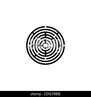 Schwarzes Labyrinth Kreis Symbol Symbol Logo Design Stock Vektor