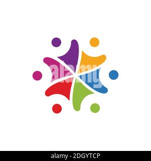 Abstrakt bunte Menschen Symbol i glücklich cons Logo als Ring Stock Vektor