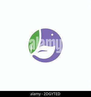Symbol Kopf Elefant mit Blätter Logo Inspirationen Design-Vorlage Stock Vektor
