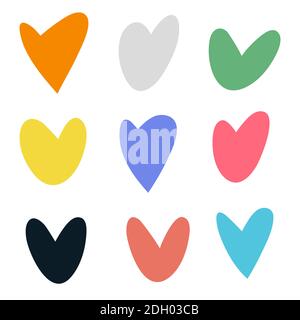 Set von Hand gezeichneten bunten Herzen. Liebe Symbol Stock Vektor