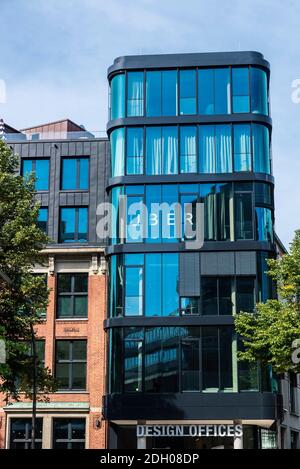 Hamburg, 23. August 2019: Fassade des Bürogebäudes von Uber im Zentrum von Hamburg Stockfoto