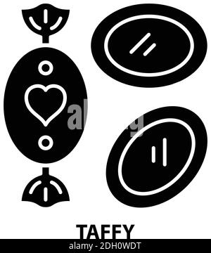taffy Icon, schwarzes Vektorzeichen mit editierbaren Konturen, Konzeptdarstellung Stock Vektor