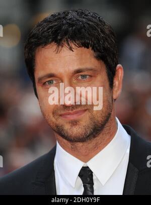 Gerard Butler nimmt an der Europa-Premiere von "The Ugly Truth" im Vue am Leicester Square, London, Teil. Stockfoto