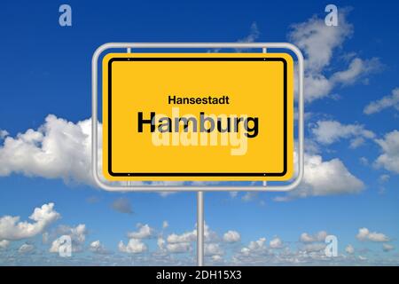 Ortsschild, Stadt, Hansestadt Hamburg, Bundesrepublik Deutschland, Stockfoto