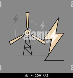 Symbol für Windmühle. Konzept der erneuerbaren Energiequellen. Flacher Style. Stock Vektor