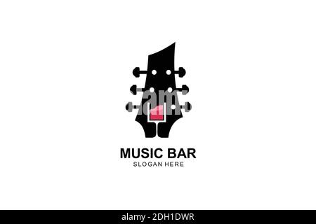 Musik und Wein Logo Vorlage Design. Symbol Illustration. Stock Vektor