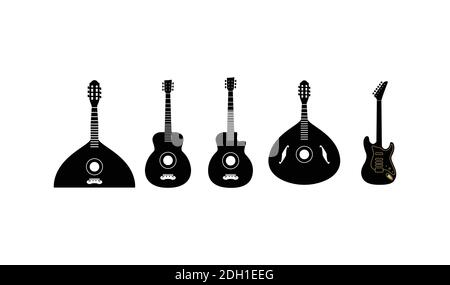 Gitarre Set Logo Symbol Symbol Vorlage Inspiration Stock Vektor