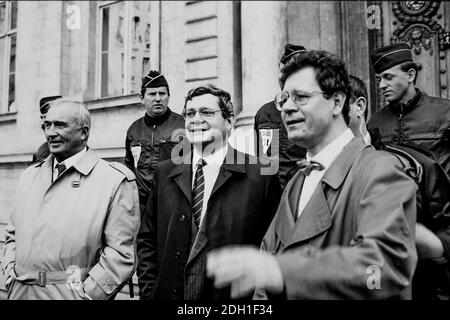 Der ehemalige SS-Offizier Schönhuber erscheint auf Einladung der französischen Front National in Lyon Stockfoto