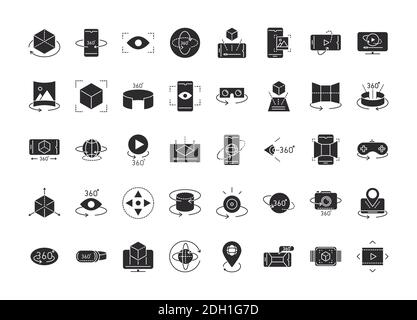 Augmented Reality Symbole setzen Simulation Innovation Technologien Vektor Illustration Silhouette Stil Stock Vektor