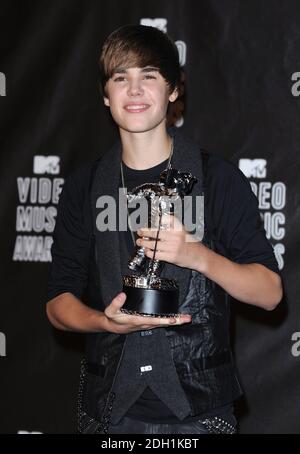 Justin Bieber Backstage bei den MTV Video Music Awards 2010, Nokia Theater, Los Angeles, USA. Die MTV Video Music Awards 2010 werden auf MTV UK übertragen Stockfoto