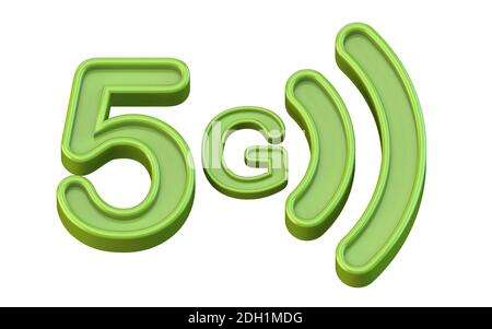 Grünes 5G-Symbol 3D Stockfoto