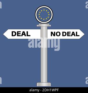 Brexit Deal oder No Deal Wegweiser Vektorgrafik Stock Vektor