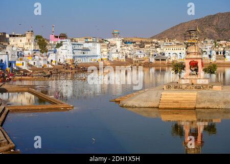 Indien, Rajasthan., Pushkar, Pushkar See und Baden Ghats Stockfoto