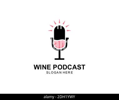 Wein Podcast Logo Symbol Designs Stock Vektor