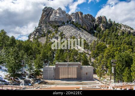 Ein steinernes Denkmal der verstorbenen US-Präsidenten in Mt Rushmore, South Dakota Stockfoto