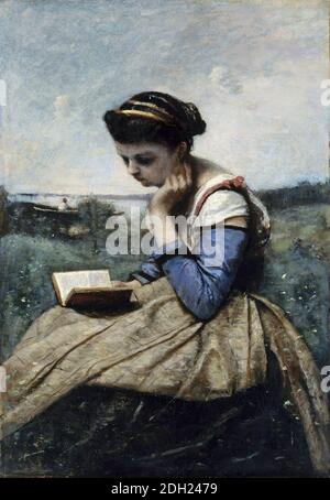 A Woman Reading, 1869/1870, von Jean-Baptiste Camille Corot Stockfoto