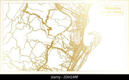 Messina Italien Stadtplan im Retro-Stil in goldenen Farben. Übersichtskarte. Vektorgrafik. Stock Vektor