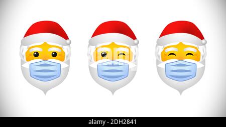 Weihnachtsmann Weihnachtsbanner. Winter weiß Hintergrund, helle Charakter Gesichter sprechen ho-ho-ho. Dekorative Ikone. Isolierte abstrakte Grafik-Design-Vorlage Stock Vektor