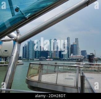 SINGAPUR, SINGAPUR - 6. Mai 2017: Singapur Finanz- und Geschäftsviertel von der legendären DNA Helix Bridge. Stockfoto
