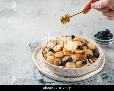 Pancake Cerealien, Kopierplatz Stockfoto