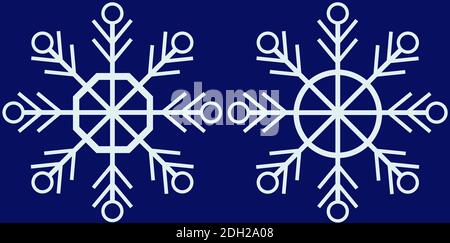 Einfache Form zwei Schneeflocken flach Stock Vektor